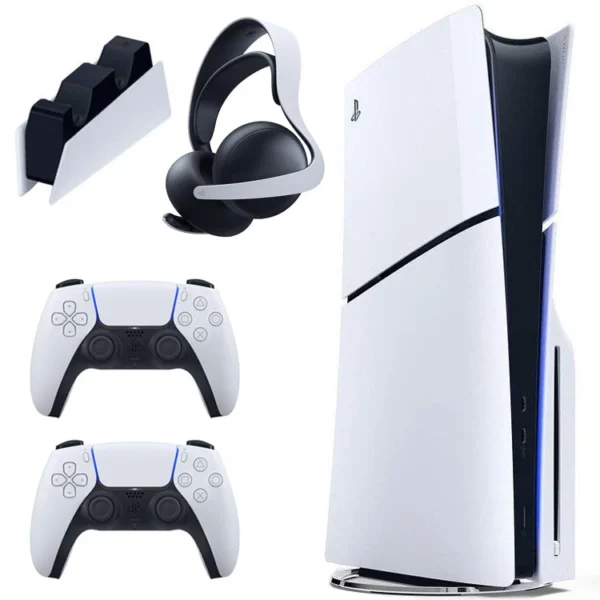 کنسول بازی سونی مدل PlayStation 5 Slim ظرفیت یک ترابایت ریجن 2016A اروپا به همراه دسته اضافی و پایه شارژر و هدست Elite کنسول بازی سونی مدل PlayStation 5 Slim ظرفیت یک ترابایت ریجن 2016A اروپا به همراه دسته اضافی و پایه شارژر و هدست Elite